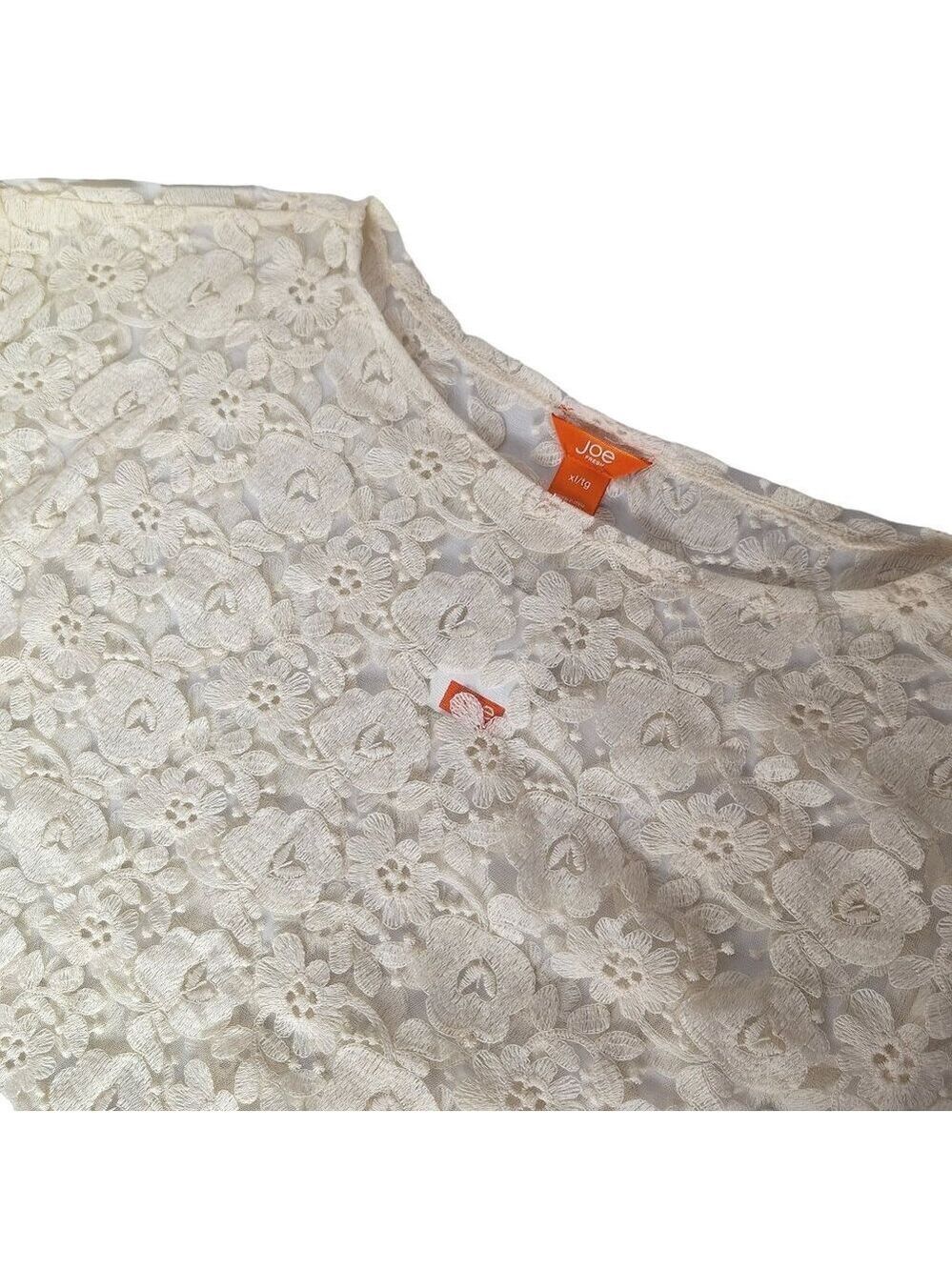 Joe Fresh Cream Floral Crochet Sheer Blouse XL